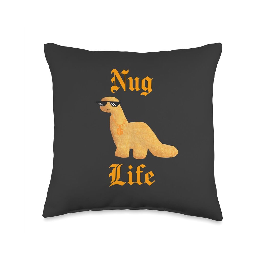 7493 Nug Life Dino Nuggs Dino Chicken Nuggets Dinosaur Nugget Throw Pillow